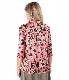 Bluza din matase naturala imprimata cu motive florale