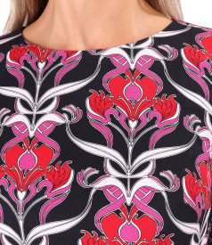Rochie midi din viscoza plina imprimata cu motive florale