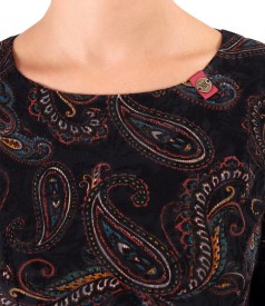 Bluza din jerse elastic brocat imprimat cu motive paisley