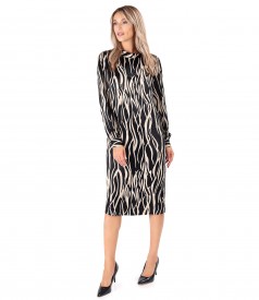 Rochie midi din saten de viscoza cu animal print