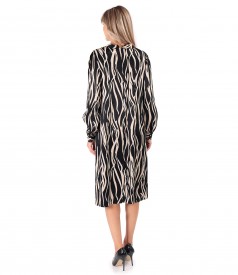 Rochie midi din saten de viscoza cu animal print