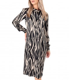 Rochie midi din saten de viscoza cu animal print