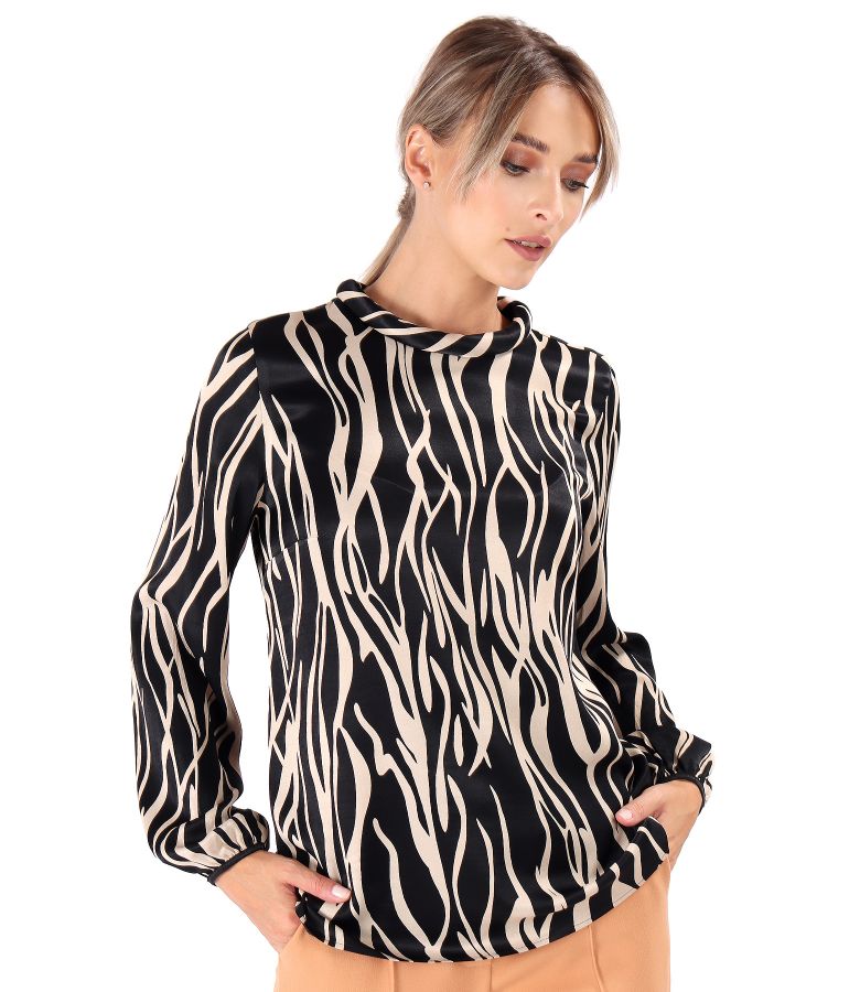 Bluza lejera din saten de viscoza cu animal print