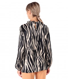 Bluza lejera din saten de viscoza cu animal print