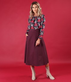 Fusta semiclos din stofa plina din tencel cu bumbac