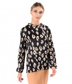 Bluza lejera din saten de viscoza cu animal print