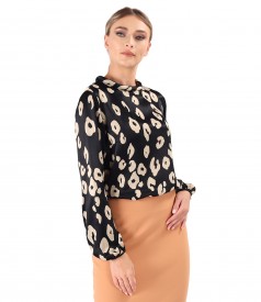 Bluza lejera din saten de viscoza cu animal print