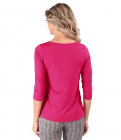 Bluza din jerse elastic cu elastic multicolor in talie