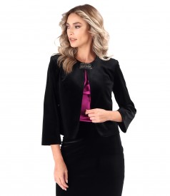 Bolero elegant din catifea elastica neagra