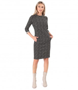 Rochie eleganta din stofa elastica groasa brocata