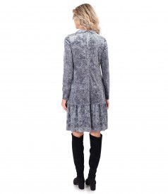 Rochie cu volan din catifea elastica cu fir metalic
