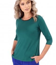 Bluza eleganta din jerse elastic cu maneci 3/4