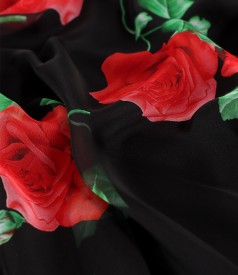Rochie midi din voal imprimat digital cu motive florale