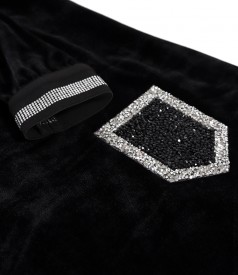 Rochie din catifea cu aplicatie de cristale