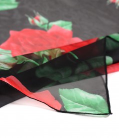 Esarfa din voal imprimat digital cu motive florale