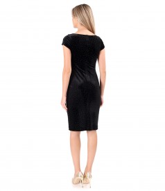 Rochie din catifea elastica cu picouri aurii