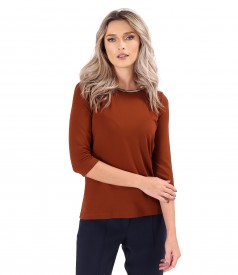 Bluza eleganta din jerse elastic cu maneci 3/4