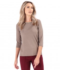 Bluza eleganta din jerse elastic cu maneci 3/4