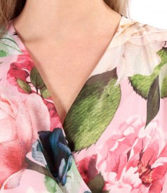 Rochie din voal imprimat cu motive florale