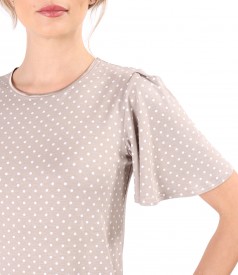 Bluza eleganta din jerse elastic imprimat cu picouri