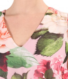 Bluza eleganta din voal fin imprimat cu motive florale