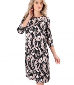 Rochie eleganta si lejera din saten de viscoza imprimata cu motive florale