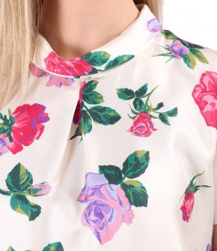 Bluza din matase naturala imprimata cu motive florale