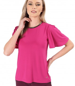 Bluza eleganta din jerse elastic cu maneci ample