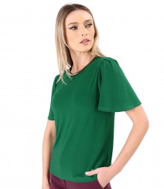 Bluza eleganta din jerse elastic cu maneci ample