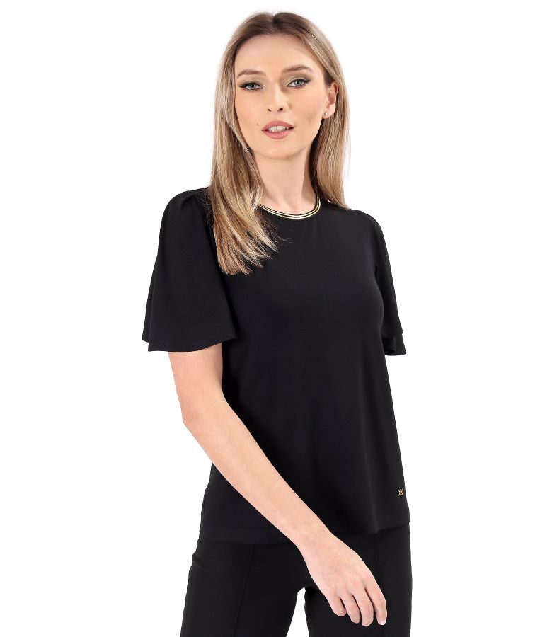 Bluza eleganta din jerse elastic cu maneci ample