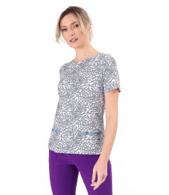 Bluza din jerse elastic de viscoza imprimat cu motive florale