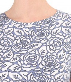Bluza din jerse elastic de viscoza imprimat cu motive florale