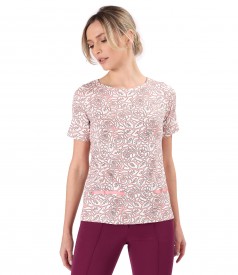 Bluza din jerse elastic de viscoza imprimat cu motive florale