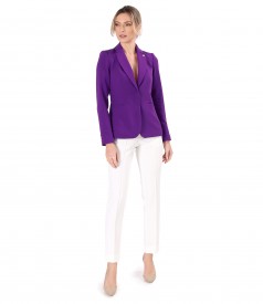 Sacou office din stofa elastica cu pin decorativ