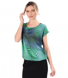 Bluza eleganta din saten imprimat cu motive geometrice