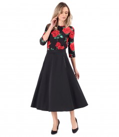 Bluza din jerse elastic imprimat cu motive florale