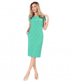 Rochie midi din brocart cu bumbac si viscoza