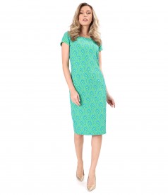 Rochie midi din brocart cu bumbac si viscoza