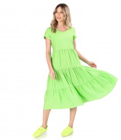 Rochie midi cu volane din viscoza usor creponata
