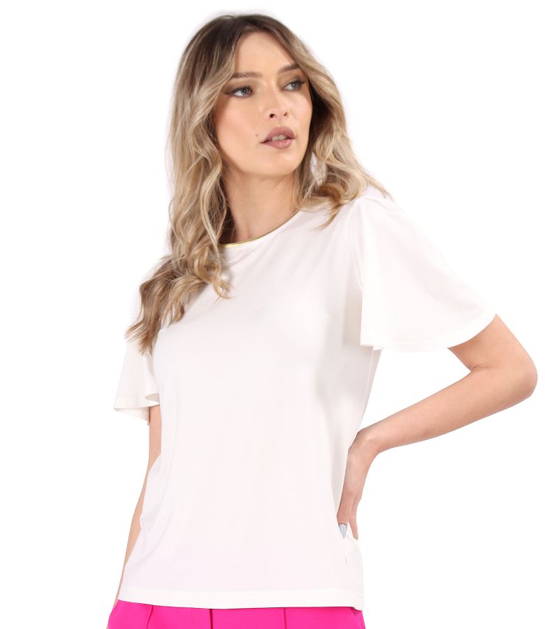 Bluza eleganta din jerse elastic cu maneci ample