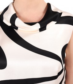 Bluza lejera din saten de viscoza imprimata cu motive geometrice