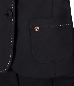 Sacou office din bumbac elastic cu cusatura decorativa in contrast