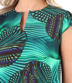Rochie midi din viscoza imprimata cu motive geometrice
