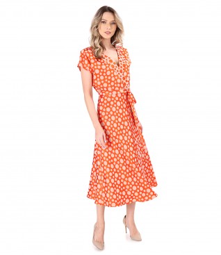 Rochie midi cu bustul petrecut si cordon in talie