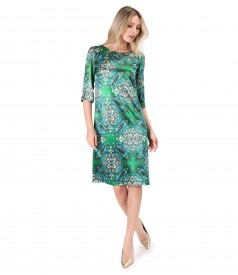 Rochie eleganta si lejera din saten de viscoza imprimata cu motive paisley