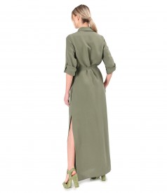 Rochie lunga tip camasa din tencel cu in