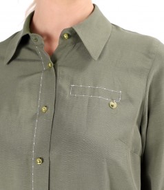 Rochie lunga tip camasa din tencel cu in