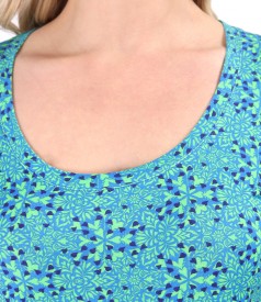 Bluza din jerse elastic de viscoza imprimat digital cu motive florale