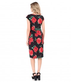 Rochie din jerse elastic imprimat cu motive florale