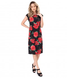 Rochie din jerse elastic imprimat cu motive florale